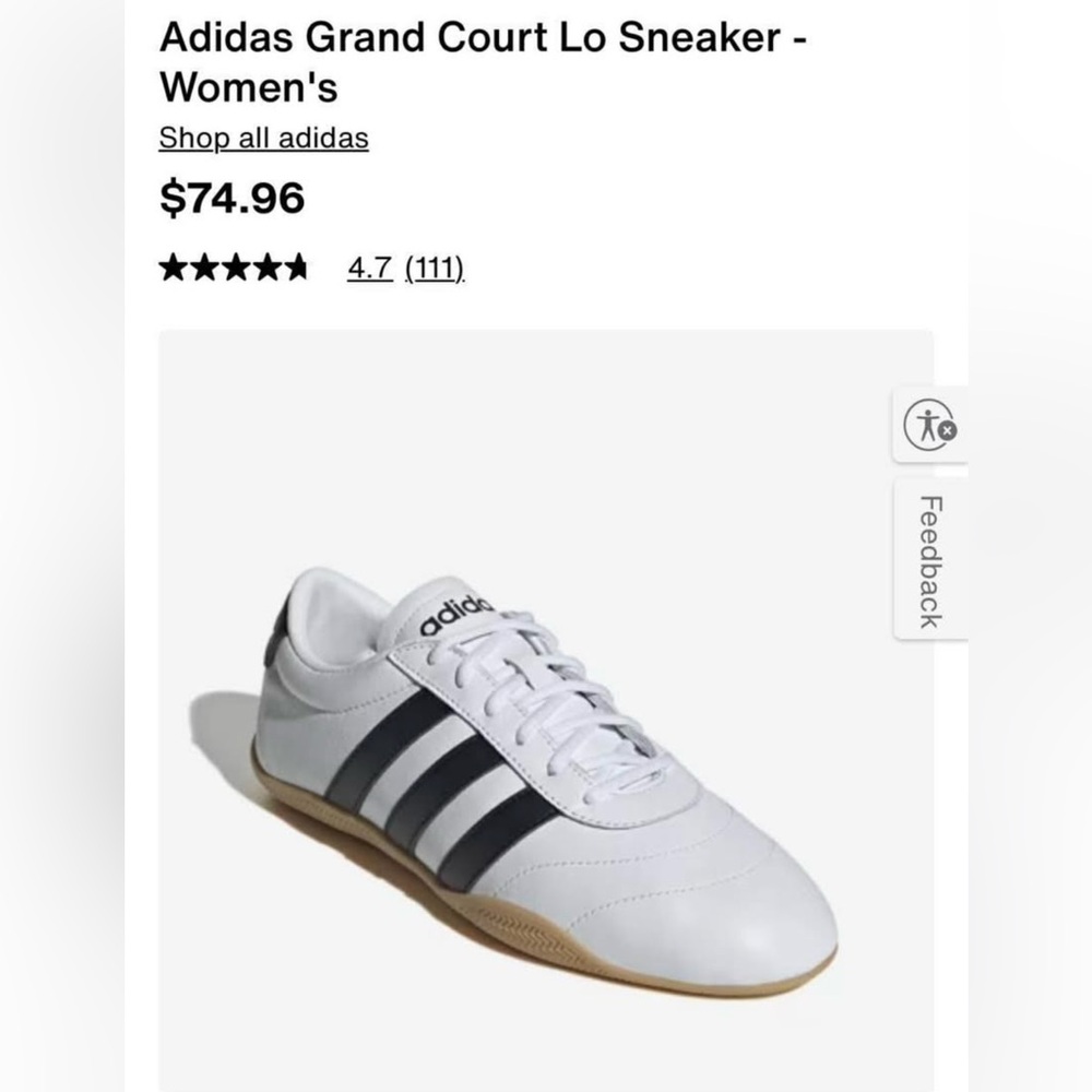 NEW!! Adidas Grand Court Lo White and Black Sneakers Women’s 8.5